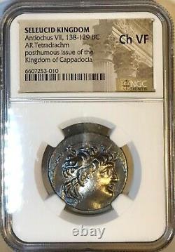 138-129 BC Seleucid Antiochus VII AR Tetradrachm Silver NGC Choice VF Toned
