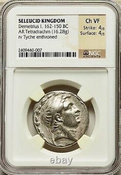 162-150 BC Seleucid Demetrius I Tetradrachm 16.28g Silver NGC Choice VF 4/5-4/5