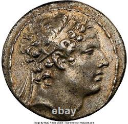 173-169 BC Antiochus IV Epiphanes Silver tetradrachm NGC-XF the Hanukkah Bad Guy