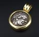 18k Gold Pendant Ancient Silver Coin Attica Tetradrachm Athena Owl 440bc Pg1735