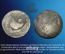 2 Century BC Celtic AR Silver Tetradrachm Philip II Carpathian Schnabelpfe Coin