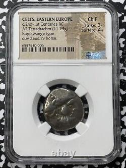 (2nd-1st Centuries BC) Ancient Celtic AR Tetradrachm NGC CH F Lot#G4090 Silver