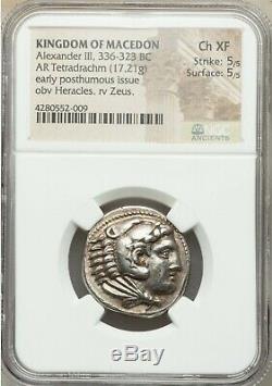 336 B. C. Ancient Greek Silver Tetradrachm, Alexander the Great, NGC Choice Ch XF