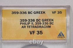 359-336 BC Greek Philip II Ar Tetradrachm ANACS VF35