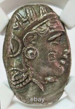 393-294 Bc Silver Attica Athens Tetradrachm Athena Owl Banker Mark Ngc Choice Au