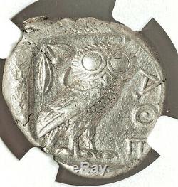 440-404 BC Ancient Greece Athens AR tetradrachm NGC AU 5/5 2/5 BRITE WHITE OWL