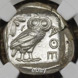 (440-404 BC) NGC AR Tetradrachm Choice AU Attica Athens Athena Owl Parliament