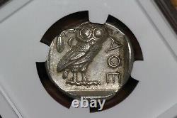 440-404 B. C. Ancient Greek Silver Tetradrachm, Athens Owl, NGC AU