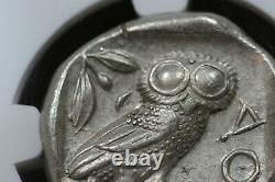440-404 B. C. Ancient Greek Silver Tetradrachm, Athens Owl, NGC AU Condition