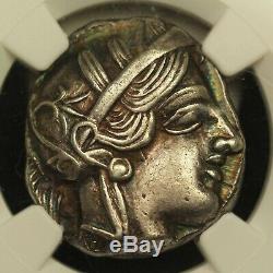 440 B. C. Athens Silver AR Tetradrachm, Athenian Owl, NGC Choice XF Star, Toned