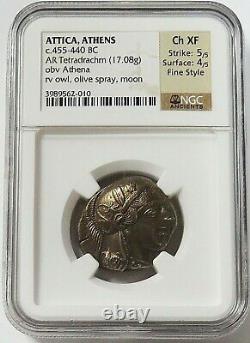 450- 404 Bc Silver Attica Athens Tetradrachm Athena/ Owl Coin Ngc Choice Xf 5/4