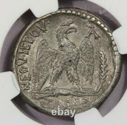 96-98 AD Syria, Antioch Nerva AR Tetradrachm rv eagle fulmen NGC XF B4
