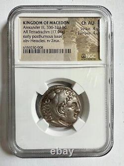 ALEXANDER THE GREAT III AR Tetradrachm Silver Coin 336-323BC NGC CHOICE! RARE