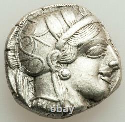 ANCIENT GREECE ATHENS OWL TETRADRACHM 440-404 BC XF-AU 17.2 GRAM GENUINE m9