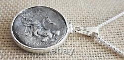 Alexander III the Great Ancient Greek Tetradrachm Coin Silver Necklace with COA