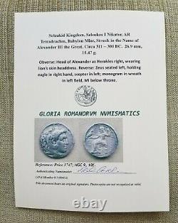 Alexander III the Great Authentic Ancient Greek Silver Tetradrachm Coin with COA