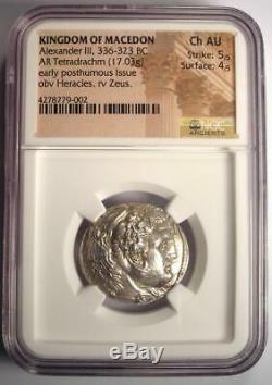 Alexander the Great AR Tetradrachm Coin 336-323 BC Certified NGC Choice AU
