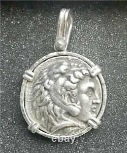 Alexander the Great AR Tetradrachm Silver Coin 336-323 BC Silver Bezel Mounted