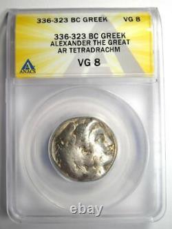Alexander the Great III AR Tetradrachm Silver Coin 336-323 BC ANACS VG8