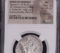 Ancient Armenia Silver Tetradrachm Coin Tigranes II NGC AU About Uncirculated