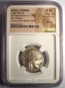 Ancient Athens Athena Owl Tetradrachm Coin 440-404 BC NGC Choice XF, Test Cut