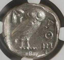 Ancient Athens Greece Athena Owl Tetradrachm, 440-404 BC, 5/5, 5/5, NGC AU