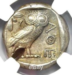 Ancient Athens Greece Athena Owl Tetradrachm Coin (440-404 BC) NGC AU, Test Cut