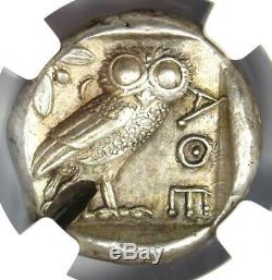 Ancient Athens Greece Athena Owl Tetradrachm Coin (440-404 BC) NGC AU, Test Cut