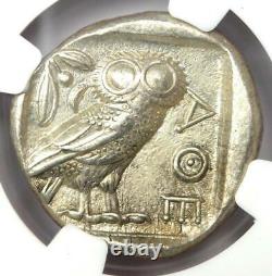 Ancient Athens Greece Athena Owl Tetradrachm Coin (440-404 BC) NGC Choice AU