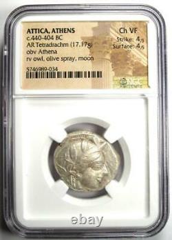 Ancient Athens Greece Athena Owl Tetradrachm Coin (440-404 BC) NGC Choice VF