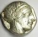 Ancient Athens Greece Athena Owl Tetradrachm Coin (454-404 Bc). Xf With Test Cut