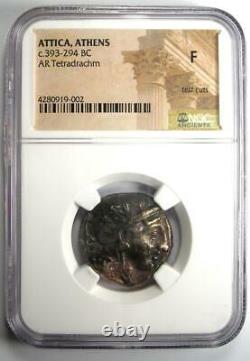 Ancient Athens Greece Athena Owl Tetradrachm Silver Coin (393-294 BC) NGC Fine