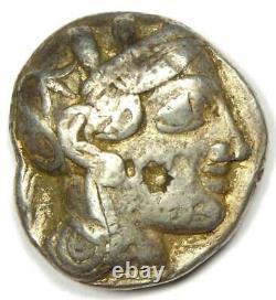 Ancient Egypt Athena Owl Tetradrachm Silver Coin (400 BC) VF with Test Marks