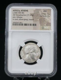 Ancient Greece Athens Attica Tetradrachm 440-404 BC Silver Coin NGC AU 5/5 M1549