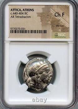 Ancient Greek Attica Athens 440BC Athena Owl Silver Tetradrachm NGC Choice Fine