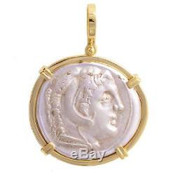 Ancient Greek Coin Alexander the Great Silver Tetradrachm in 18KT Gold Pendant