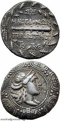 Ancient Greek Coin Amphipolis Silver Tetradrachm Coin Artemis, Macedonian Shiel