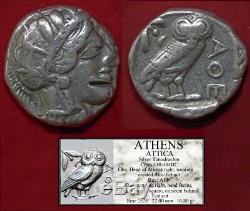 Ancient Greek Coin Attica ATHENA and OWL Silver Tetradrachm