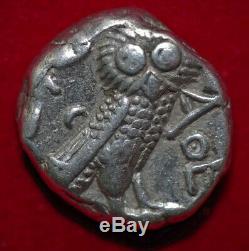 Ancient Greek Coin Attica ATHENA and OWL Silver Tetradrachm No test cuts