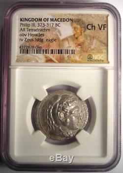 Ancient Macedon Philip III AR Tetradrachm Coin 323-317 BC Certified NGC Ch VF