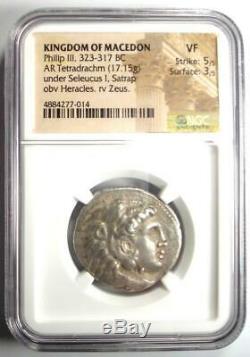 Ancient Macedon Philip III AR Tetradrachm Coin 323-317 BC Certified NGC VF
