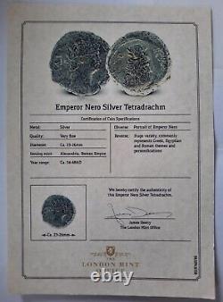 Ancient Roman Coin From Emperor Nero Certified Silver Tetradrachm Coin From 60AD