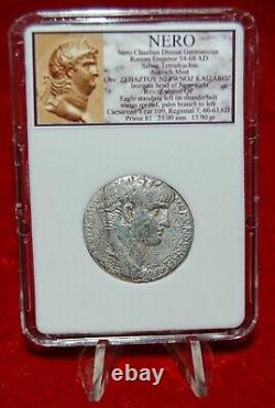 Ancient Roman Empire NERO Antioch Eagle Silver Tetradrachm 60AD Beautiful Coin