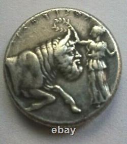 Ancient Silver Greek Coin Tetradrachm Sicily Gela Sosipolis Nymphe 430 BC