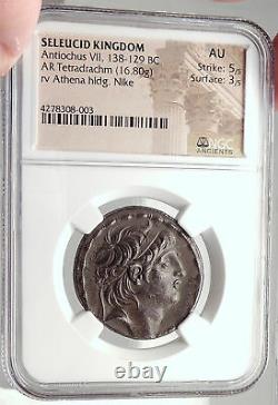 Antiochos VII Seleukid Silver Greek Cappadocian Tetradrachm Coin NGC AU i70336