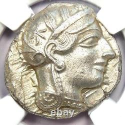 Athens Athena Owl AR Tetradrachm Coin 440-404 BC NGC MS (UNC) 5/5 Surfaces