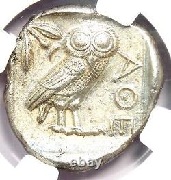 Athens Athena Owl AR Tetradrachm Coin 440-404 BC NGC MS (UNC) 5/5 Surfaces