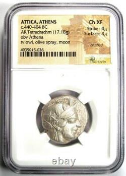 Athens Athena Owl AR Tetradrachm Silver Coin (440-404 BC) NGC Choice XF (EF)