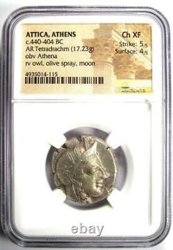 Athens Athena Owl Tetradrachm Coin (440-404 BC) NGC Choice XF 5/5 Strike