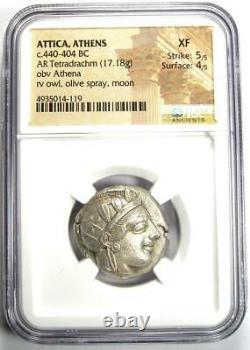 Athens Athena Owl Tetradrachm Coin (440-404 BC) NGC XF (EF) 5/5 Strike